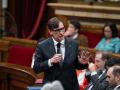 El president de la Generalitat, Salvador Illa, durante una sesión de control al Govern de la Generalitat de Cataluña en el Parlament, a 9 de abril de 2025, en Barcelona (España).