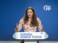La vicesecretaria de Sanidad y Educación del PP, Ester Muñoz, durante una rueda de prensa tras la celebración del Comité de Dirección del Partido Popular