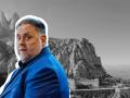 Collage de Oriol Junqueras y la montaña de Montserrat