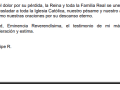 Telegrama enviado por el Rey al Vaticano con motivo de la muerte del Papa Francisco