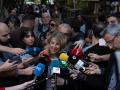 La vicepresidenta segunda del Gobierno, Yolanda Díaz, atiende a los medios en Barcelona