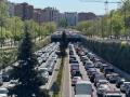 Varias zonas de la M-30 de Madrid continúan colapsadas.