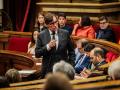 El presidente de la Generalitat, Salvador Illa, interviene en el pleno del Parlament