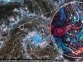 Esta imagen compuesta combina observaciones del Telescopio Espacial James Webb de la NASA/ESA/CSA de la Galaxia Fantasma (M74) con una simulación de alta resolución de la turbulencia galáctica