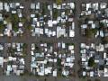 Vista aérea de una zona inundada en Zárate, provincia de Buenos Aires