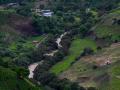Vista aérea muestra el río Micay en Argelia