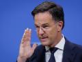 Brussels (Belgium), 04/06/2025.- NATO Secretary General Mark Rutte gestures as he briefs the media ahead of a NATO defense ministers meeting, at the North Atlantic Treaty Organization (NATO) headquarters in Brussels, Belgium, 04 June 2025. The NATO ministers of defence will meet in Brussels on 05 June. (Bélgica, Bruselas) EFE/EPA/OLIVIER MATTHYS