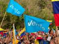 Una bandera del partido Vente Venezuela, fundado por María Corina Machado