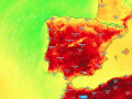 Mapa de temperaturas para este lunes