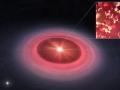 Concepción artística muestra un disco de polvo y gas que rodea una estrella joven con una gran cavidad excavada por un planeta gigante en formación