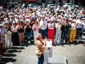Acto del PSOE en la Plaza de Pedro Zerolo el pasado domingo en Madrid