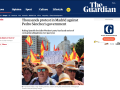 The Guardian destacó la manifestación contra el Ejecutivo de Sánchez en tercera posición de su portada. Además de esta importancia, el medio británico hizo hincapié en la “serie de acusaciones de corrupción” a la que el Gobierno del PSOE y de Sumar han tenido que hacer frente durante el último año. Para ilustrar la noticia, se mostró uno de los carteles que más fama obtuvo durante la concentración: “Sánchez traidor”. “Decenas de miles de personas se han reunido en el centro de Madrid para protestar contra el gobierno del primer ministro socialista español, Pedro Sánchez , y exigir elecciones generales anticipadas, mientras su partido, su administración y su familia siguen acosados por una sucesión de acusaciones de corrupción”, informó el diario británico.