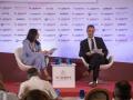 El director comercial de Defensa de Indra, junto a la periodista de El Debate, Ana Martín, en la III Jornada de Defensa de El Debate