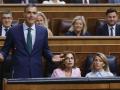 El presidente del Gobierno, Pedro Sánchez, durante su cara a cara con el líder de la oposición