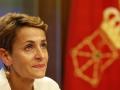 La presidenta de Navarra se ha emocionado al hablar de Santos Cerdán