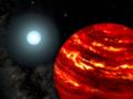 nterpretación artística de un posible sistema exoplanetario con un planeta gaseoso gigante orbitando cerca de su estrella progenitora la cual es más masiva que nuestro Sol