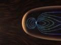 El viento solar fluye alrededor del campo magnético de la Tierra