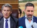 El presidente del PP, Alberto Núñez Feijóo, y el líder de Vox, Santiago Abascal