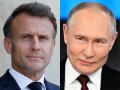 El presidente de Francia, Emmanuel Macron, y el presidente ruso, Vladimir Putin