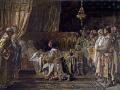 Pedro III de Aragón en el lecho de muerte de su padre, Jaime I, en un óleo de Ignacio Pinazo Camarlench