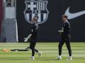 Marc-Andre ter Stegen y Wojciech Szczesny, durante un entrenamiento