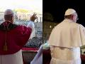 León XIV (izquierda) y Francisco (derecha) en su primer saludo al mundo como Papa