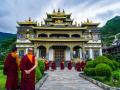 Student monks participate in a discussion session after class at the New Azom Monastery in Kathmandu, Nepal, on July 16, 2025. (Photo by Ambir Tolang/NurPhoto) (Photo by Ambir Tolang / NurPhoto via AFP)