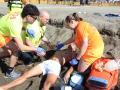 Ejercicio de simulacro de socorrismo y salvamento en la playa de Rincón de la Victoria, Málaga