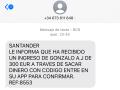 El SMS que recibió el vendedor para el ingreso de los 300 euros