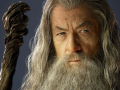 Ian McKellen caracterizado como Gandalf el Gris