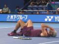 Momento en el que Carlos Alcaraz se torció el tobillo ante Sebastián Báez