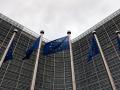 Banderas de la Unión Europea (UE) frente a la sede de la Comisión Europea en Bruselas