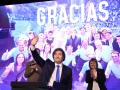 El presidente de Argentina, Javier Milei, celebrando su victoria.