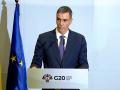 El presidente del Gobierno, Pedro Sánchez, atiende a los medios en Johannesburgo