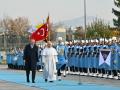 León XIV es recibido por el presidente de Turquía, Recep Tayyip Erdogan, en el Palacio Presidencial de Ankara, el 27 de noviembre