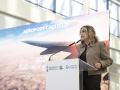 Marta Barrachina en la presentación de rutas aéreas del Aeropuerto de Castellón 2026