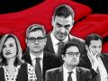 Pilar Alegría, Félix Bolaños, Pedro Sánchez, Óscar López y Óscar Puente
