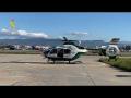 Llegada del helicóptero a Huelva Málaga y Sevilla