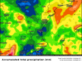 Mapa con la previsión de lluvias acumuladas en la Comunidad Valenciana durante los próximos días, según el modelo europeo ECMWF.