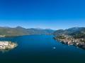 Vista panorámica de la isla de San Giulio y el pueblo Orta San Giulio