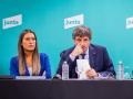 La portavoz de Junts en el Congreso, Miriam Nogueras; el expresidente de la Generalitat y líder de Junts, Carles Puigdemont