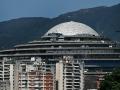 (FILES) This image shows El Helicoide -a facility and prison owned by the Venezuelan government and used for both regular and political prisoners of the Bolivarian National Intelligence Service (SEBIN)- in Caracas on January 8, 2026. Venezuela's interim President Delcy Rodriguez announced the closure of the notorious Helicoide prison in Caracas on January 30, 2026, which has been denounced as a torture centre by the opposition and human rights activists. (Photo by RONALDO SCHEMIDT / AFP)