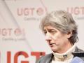 UGT organiza la Jornada ‘Combatir la extrema derecha y sus mensajes desde el ámbito sindical’. El secretario general del sindicato en la Comunidad, Óscar Lobo; y el candidato a la Presidencia de la Junta de Castilla y León, Carlos Martínez