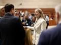 La candidata a la Presidencia de la Junta de Extremadura, María Guardiola, durante el debate de investidura