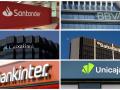 Logos de Banco Santander, BBVA, CaixaBank, Banco Sabadell, Bankinter y Unicaja
