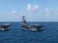 El USS Abraham Lincoln (CVN-72), el USS Gerald R. Ford (CVN-78) y el USS George H.W. Bush (CVN-77)