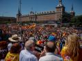 Panorámica de la manifestación a su llegada al Arco de la Victoria, parte final del recorrido.