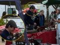 David Sánchez paseando por un mercadillo portugués mientras decía que estaba trabajando