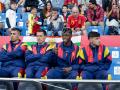 Los jugadores de la selección española de fútbol antes de comenzar el amistoso ante Irak