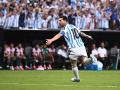Leo Messi celebra su primer gol en el Mundial 2026